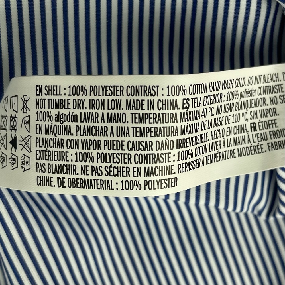 English Factory Blouse Blue White Pinstripe Poppy Lace Embroidered Size Small - Picture 10 of 12